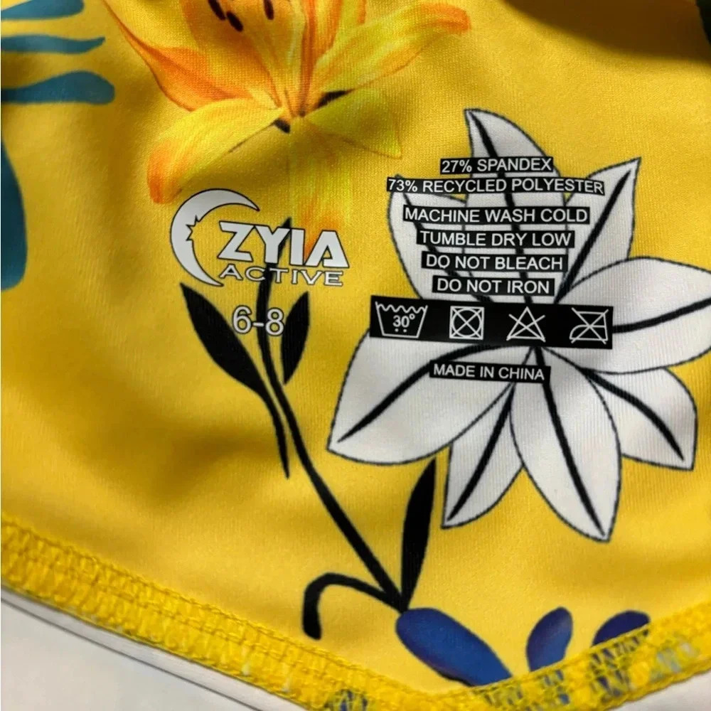 Zyia Yellow Floral Light N Tight Hi Rise Mesh Leggings Pants Size Small 6-8 - Picture 8 of 8